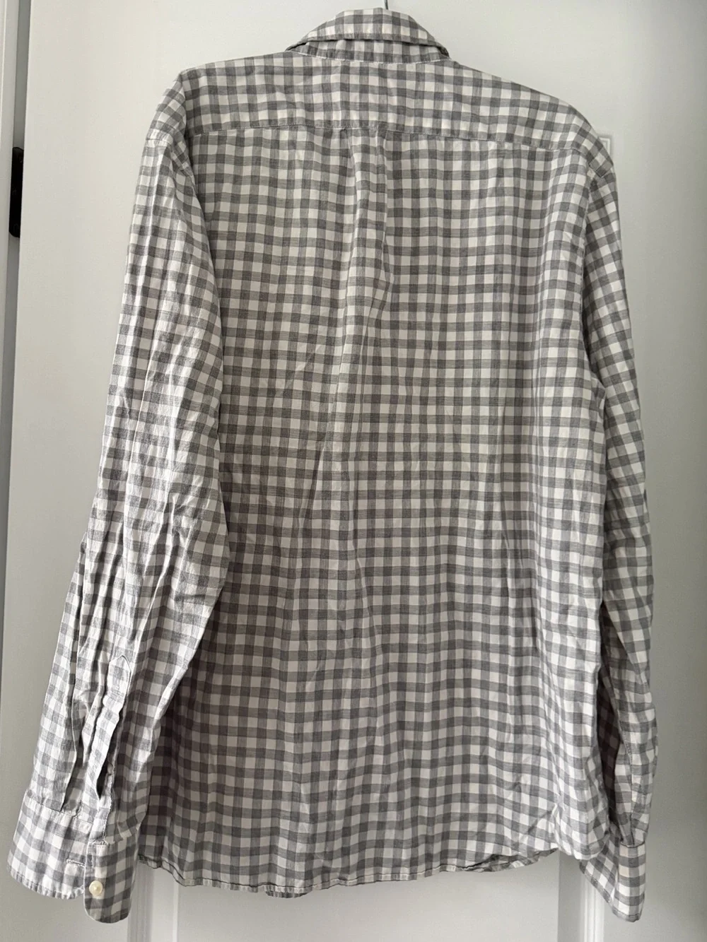 J.Crew Secret Wash Gingham Organic Cotton Button Down Shirt Gray White XL
